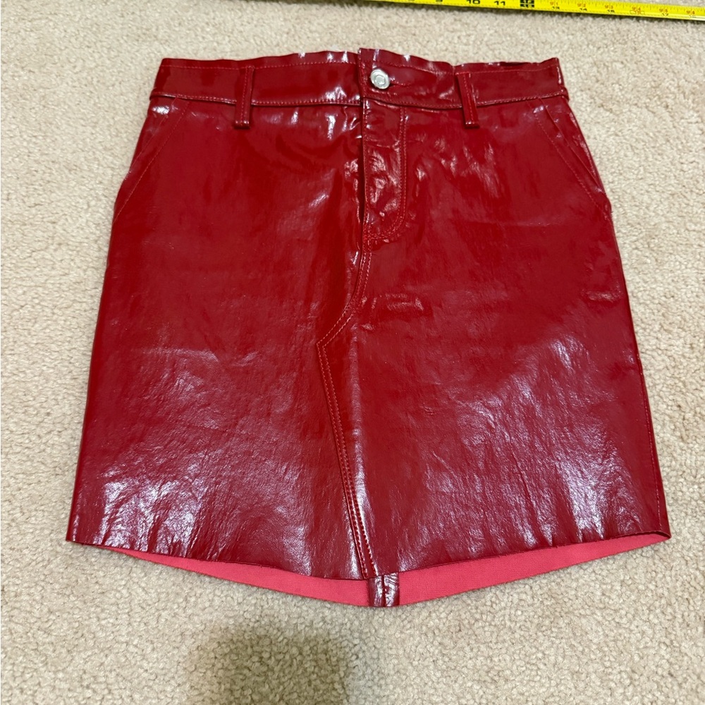 New!! RtA Red Leather Mini Skirt - 0 - Picture 2 of 8